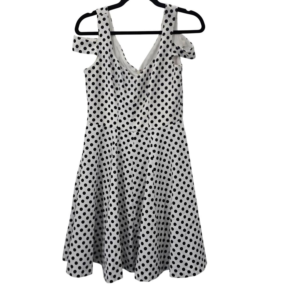 Betsey Johnson White Polka Dot Fit Flare Dress Size 6